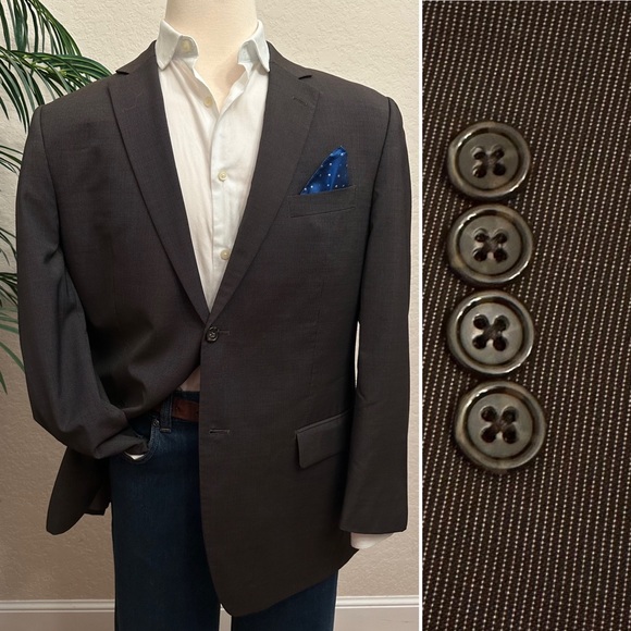 MICHAEL KORS MENS BLAZER SIZE 44 BROWN SPORT COAT WOOL SUIT JACKET